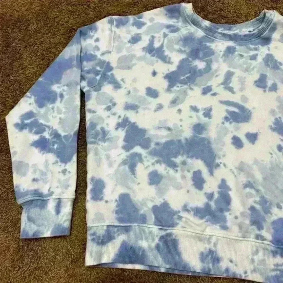 Time And Tru Women’s Blue White Tie-Dye Long Sleeve Top, size L (12-14) - Picture 2 of 7